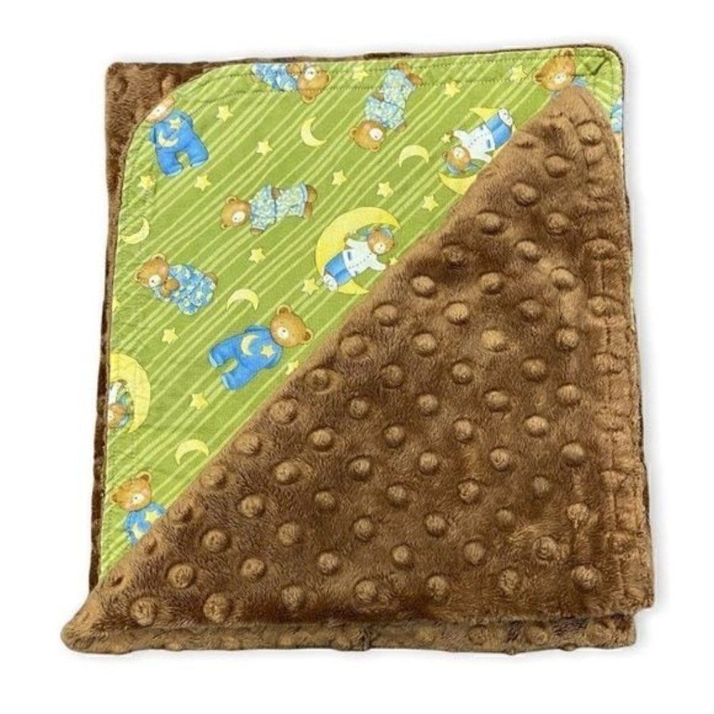 Baby Boy Nighttime Bear Minky Blanket